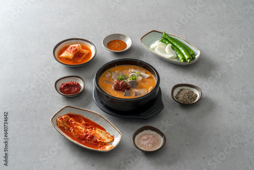 Korean food dish Sundaeguk, Spicy Sundaeguk, Pork Belly Sundaeguk, Yangseonji Hangover Soup, Naejangtang, Side Dish