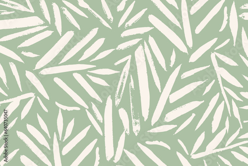 Organic Leaf Pattern. Branch with Leaves Ornamental Texture. Floral Seamless Pattern. Palm Branch Background. Flourish Nature Summer Garden. Tropical Green Ornament © PackagingMonster