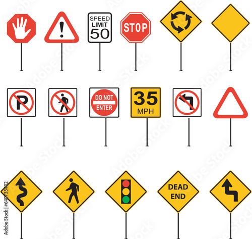 vector set of traffic signs