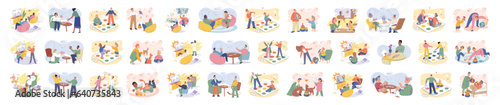 Game together. Family fun. Friendship time. Vector illustration. Engaging in board game brings people closer and encourages healthy competition People playing games together discover new aspects of