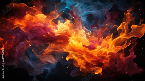 Fiery combination of blue and red flames