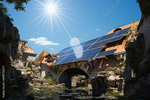 energy environment blue cell generation photovoltaic sunlight sun dach paneele option photovoltaik roof electric heaven electricity home solar plate reside technology board dem house green clean auf