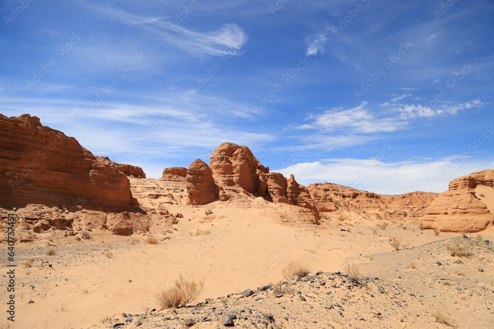 The rock formations in Nemegt canyon, Umnugobi, Mongolia