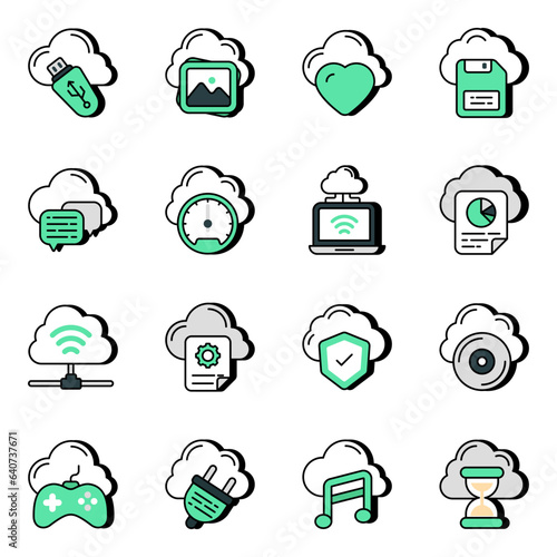 Pack of Cloud Technology Flat Icons

