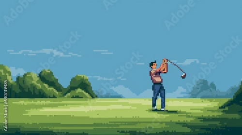 Golfer pixel art.Generative AI
