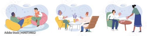 Game together. Family fun. Friendship time. Vector illustration. Playing games with loved ones creates warm and welcoming atmosphere Board games serve as catalyst for building strong and lasting