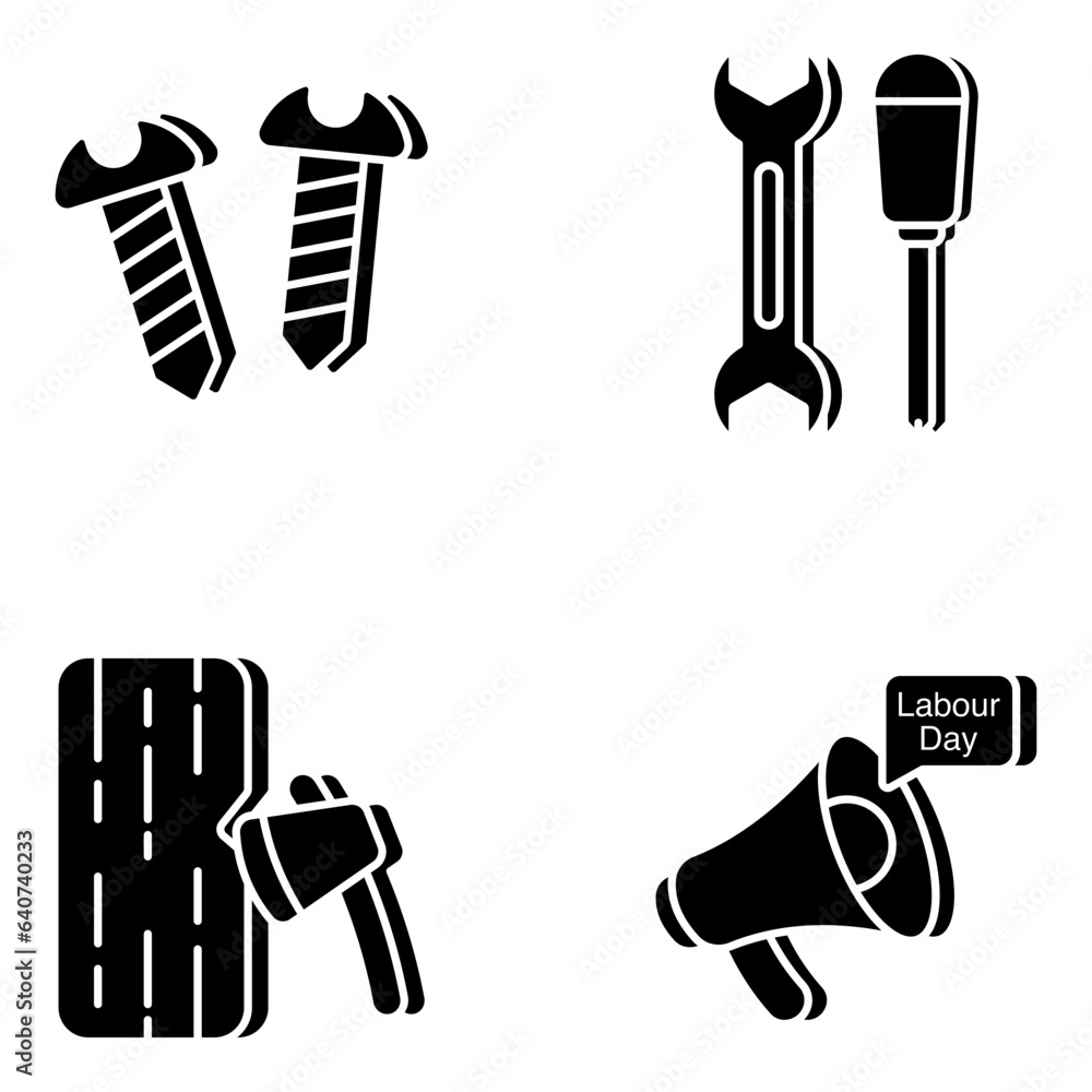 Obraz premium Pack of Tools and Equipment Solid Icons