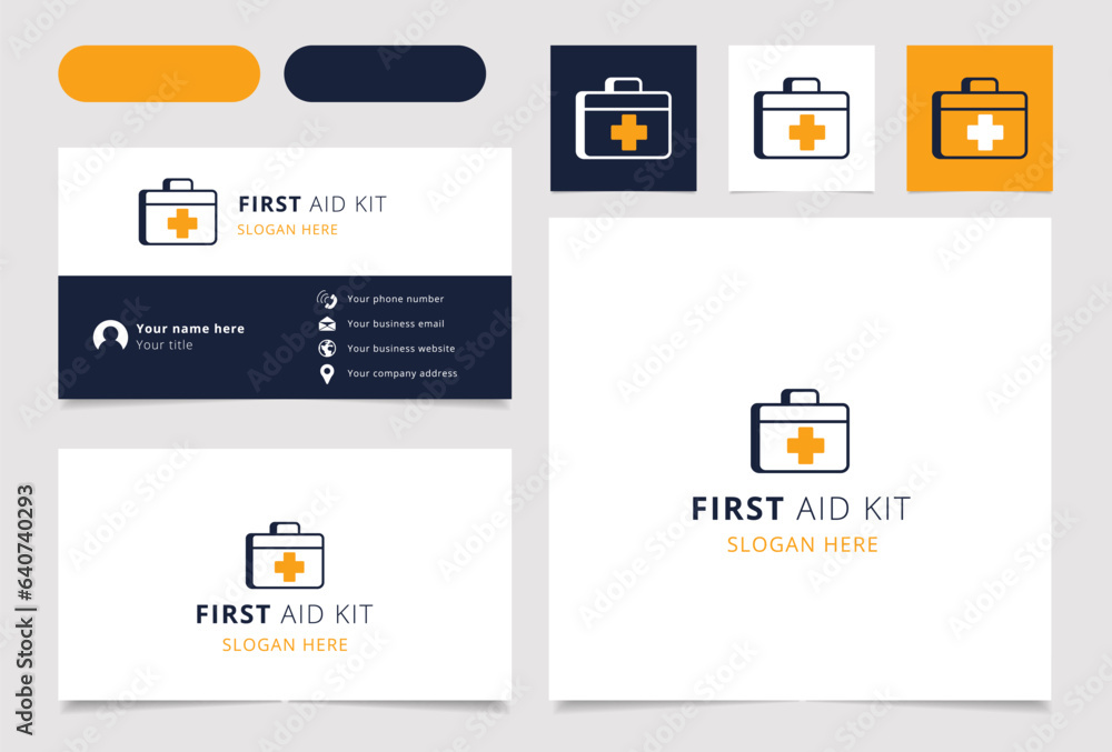 First aid kit logo design with editable slogan. Branding book and business card template. First aid kit logo design with editable slogan. Branding book and business card template.