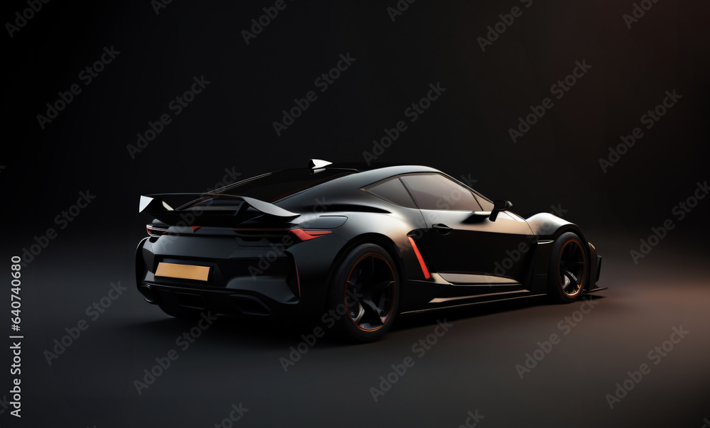 Black sports car Created with Generative AI