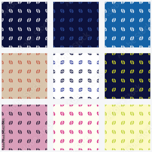 Collection of seamless pattern with abstract nut shape