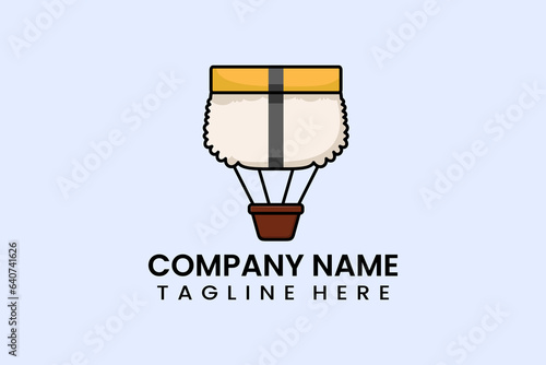 Flat vector parachute balloon sushi logo modern style template