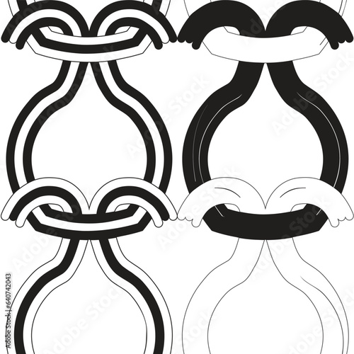 Black and white Geometric shapes that hang in a chain illustration