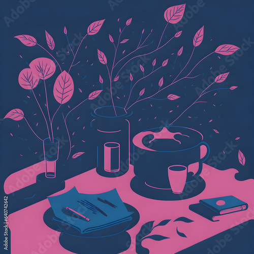 pattern with flowers and birds