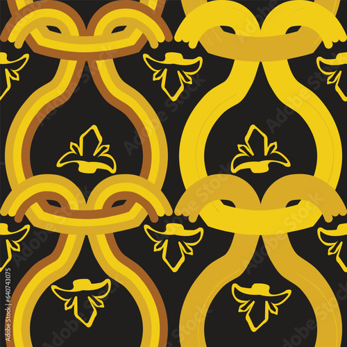 Geometric shapes that hang in a chain and  bud ornamentwith black background illustration