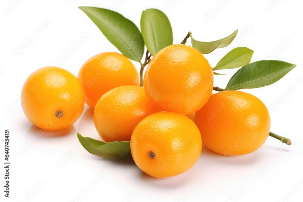 citrus japonica with leaves isolated on white citrus japonica with leaves isolated on white