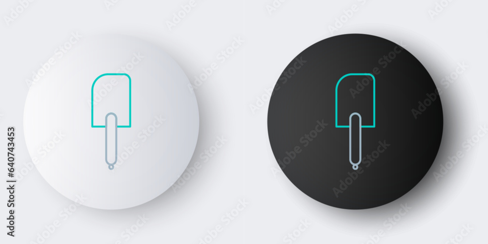 Line Spatula icon isolated on grey background. Kitchen spatula icon. BBQ spatula sign. Barbecue and grill tool. Colorful outline concept. Vector Line Spatula icon isolated on grey background. Kitchen spatula icon. BBQ spatula sign. Barbecue and grill tool. Colorful outline concept. Vector