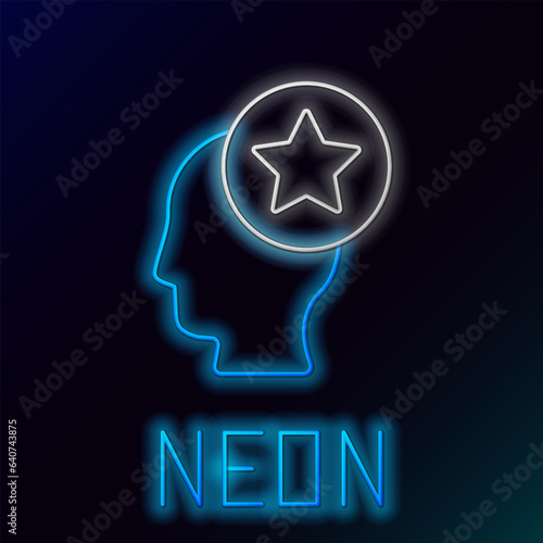 Glowing neon line USA Head icon isolated on black background. United States of America. Independence day. Colorful outline concept. Vector