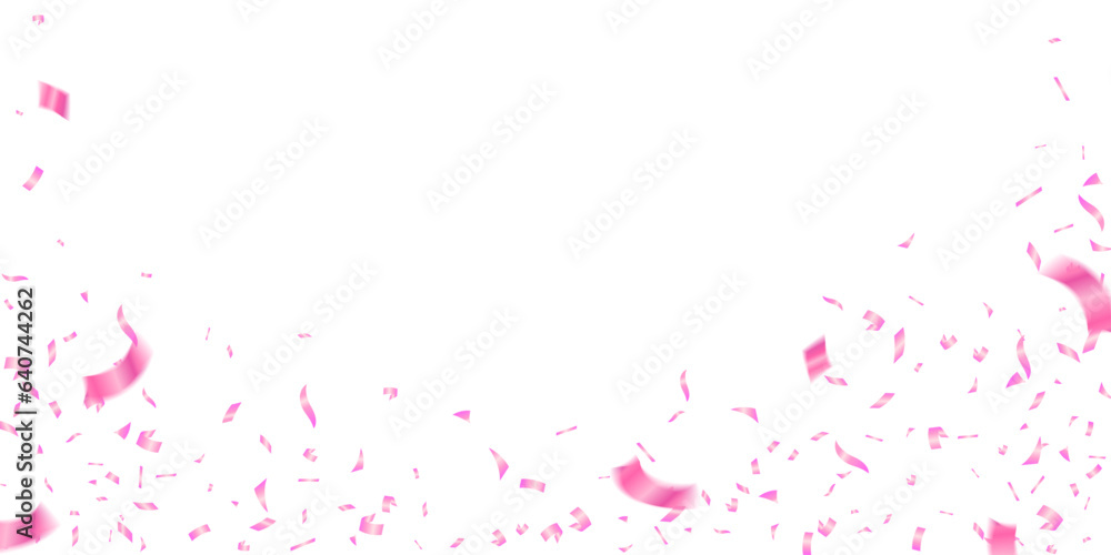 celebration background template with pink confetti illustration. happy new year, holiday decorative tinsel element for design