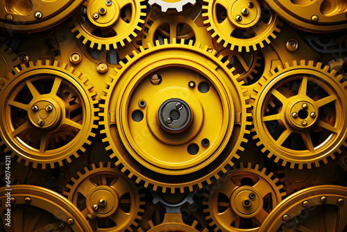 yellow color engine gear cool background, modern industrial background