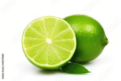 full and half lime on white background