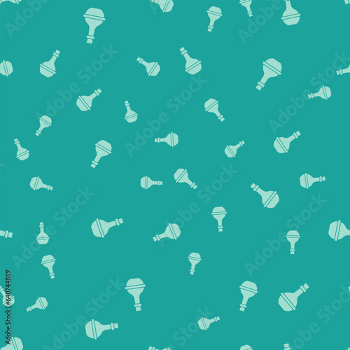 Green Jewish wine bottle icon isolated seamless pattern on green background. Vector