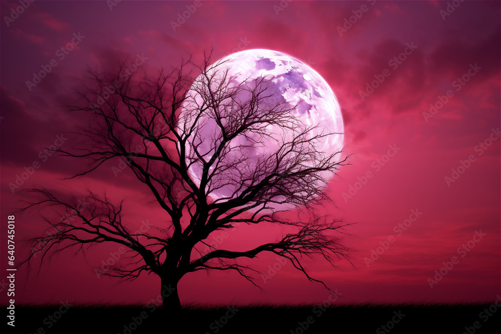 pink Moon on pink sky outside pink Moon on pink sky outside