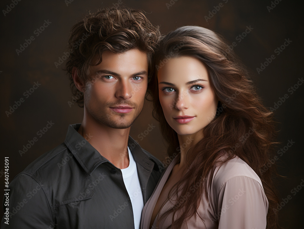 Elegant Couple's Portrait on a Dark Background Elegant Couple's Portrait on a Dark Background