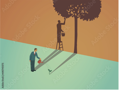 Business startup, successful Investment concept, Vector illustration,  Finance growth, financial success and money growth, investment idea, growing business, Businessman investment concept