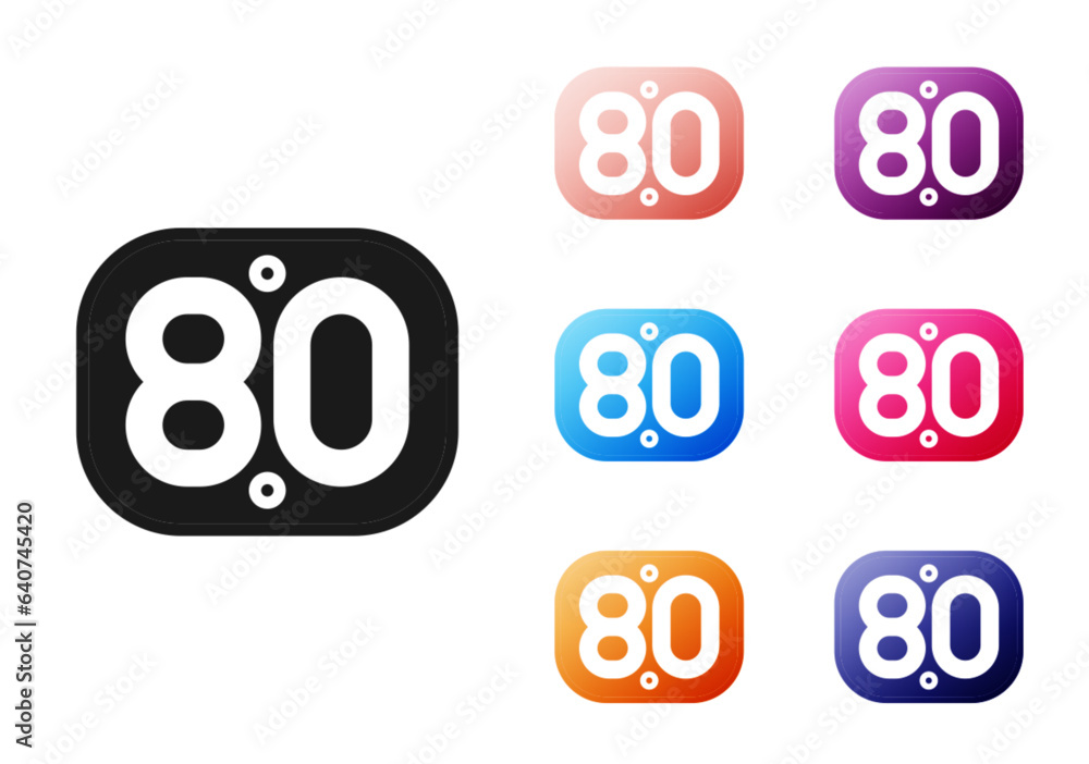 Black 80s Retro icon isolated on white background. Eighties poster. Set icons colorful. Vector Black 80s Retro icon isolated on white background. Eighties poster. Set icons colorful. Vector