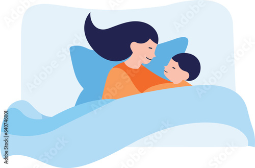 Hand Drawn Mother hugging her child happily in flat style