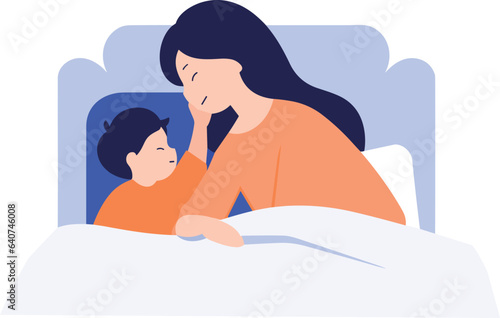 Hand Drawn Mother hugging her child happily in flat style