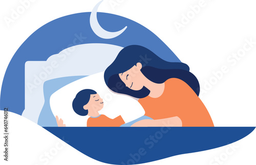 Hand Drawn Mother hugging her child happily in flat style