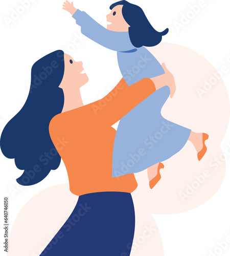 Hand Drawn Mother hugging her child happily in flat style