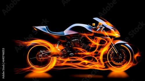 Blazing Motorcycle Blaze. Inferno on Wheels. AI Generated