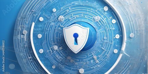 Bright Blue Web Page Background with Antivirus Shield