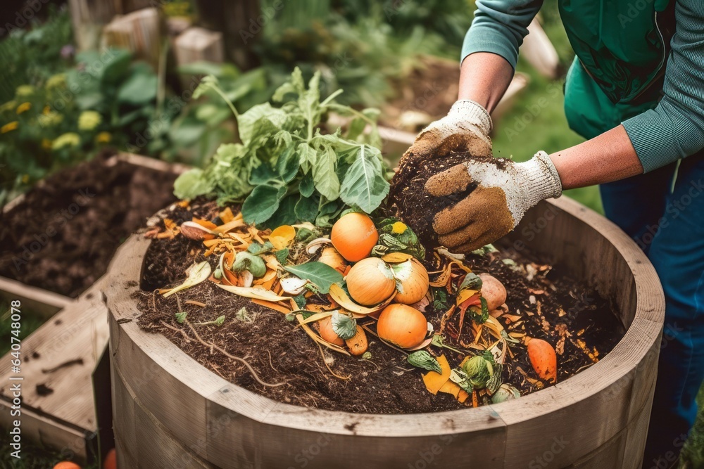 Composting food waste. Generate Ai Stock Photo | Adobe Stock