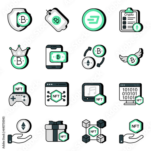 Pack of Digital Money Flat Icons

