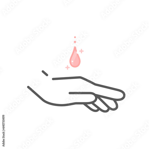 人の手と雫のシンプルでかわいいイラスト - 保湿･美容液･スキンケアのイメージ素材
