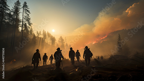 Firefighters Battle Wildfire - Generative Ai © Ai Inspire