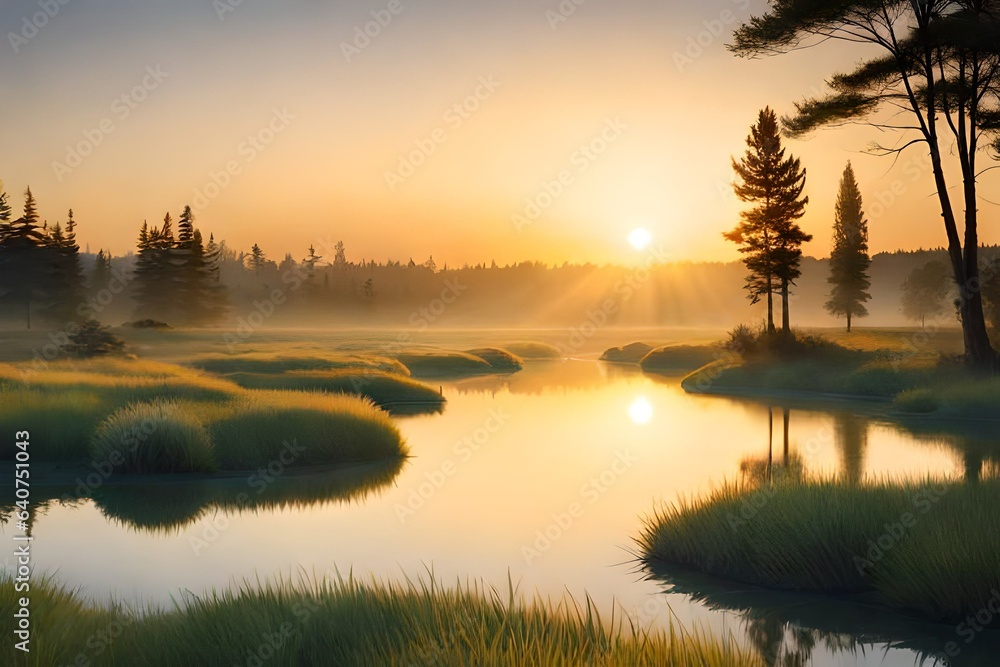Fototapeta premium sunrise over the river