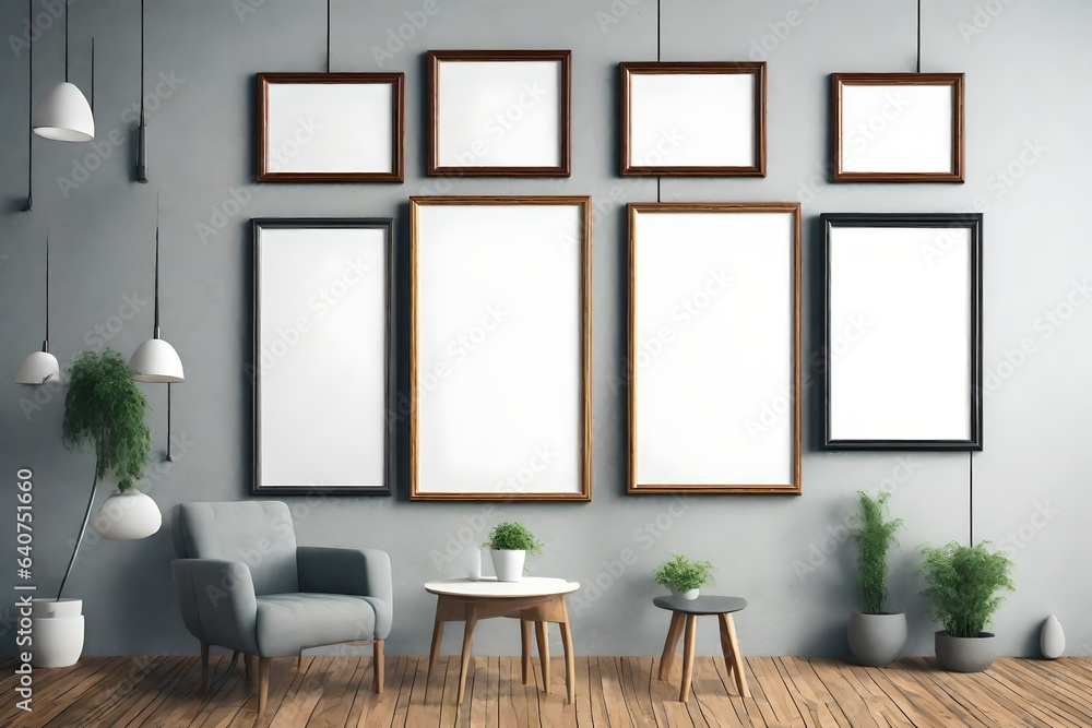 Blank portrait frame on the wall Blank portrait frame on the wall