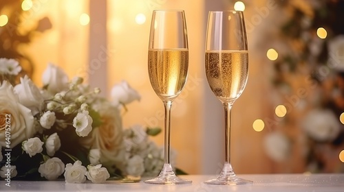 Wedding. The champagne glasses. wedding background