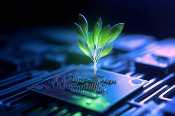 Tech plant growing. Generate Ai