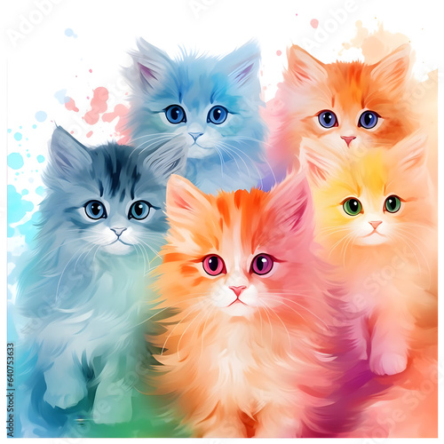 5 cute little kittens with bright colors © ปุณชญา โชติธัญวรากร