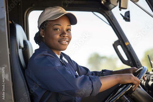 Female truck driver. Generate Ai