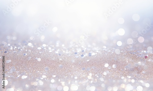 Glitter background in pastel delicate silver and white tones de-focused, Generative AI