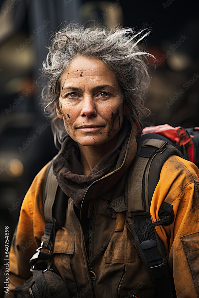 Portrait of Firefighter at Emergency Scene - Generative Ai Portrait of Firefighter at Emergency Scene - Generative Ai