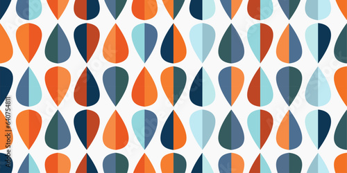 Halves in the form of droplets. An abstract repeating pattern of regular droplets that create a vibrant and stylish texture.
