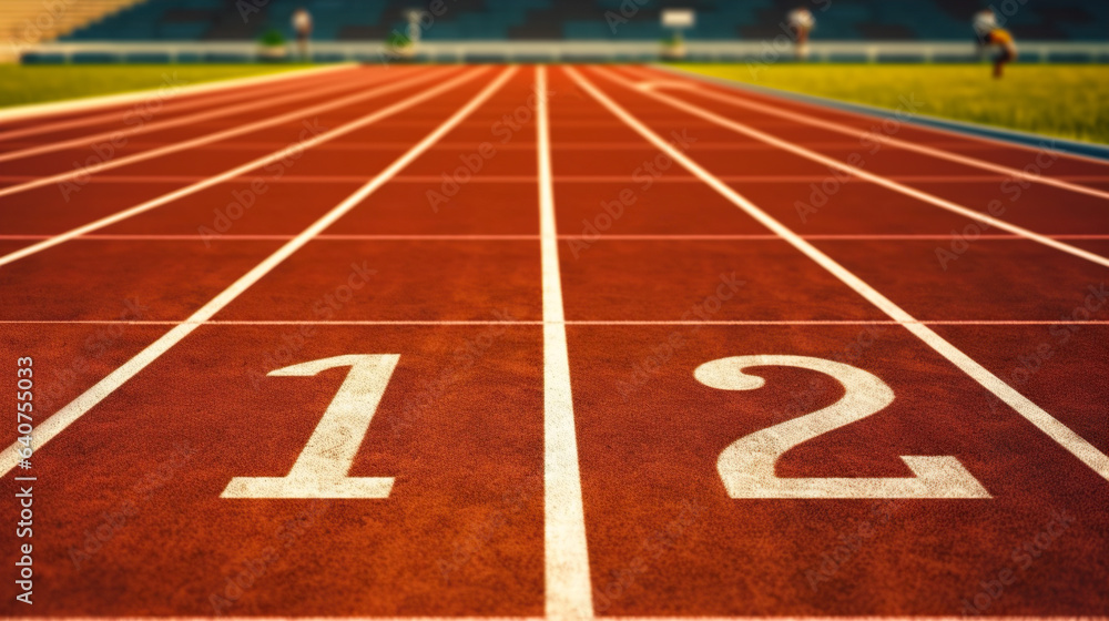 Athletics track with numbers 1 2 3, sport background