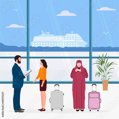 Muslim People Sea Port Cruise Tourist Travel Check